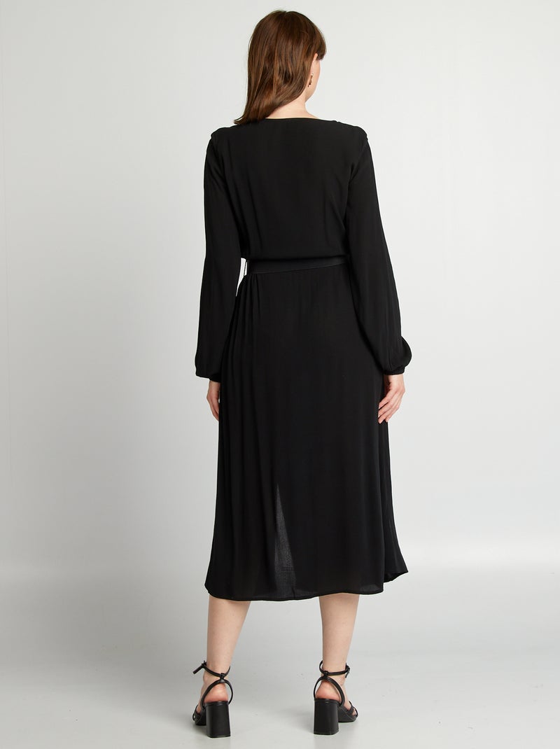 Vestito lungo con cintura nero - Kiabi