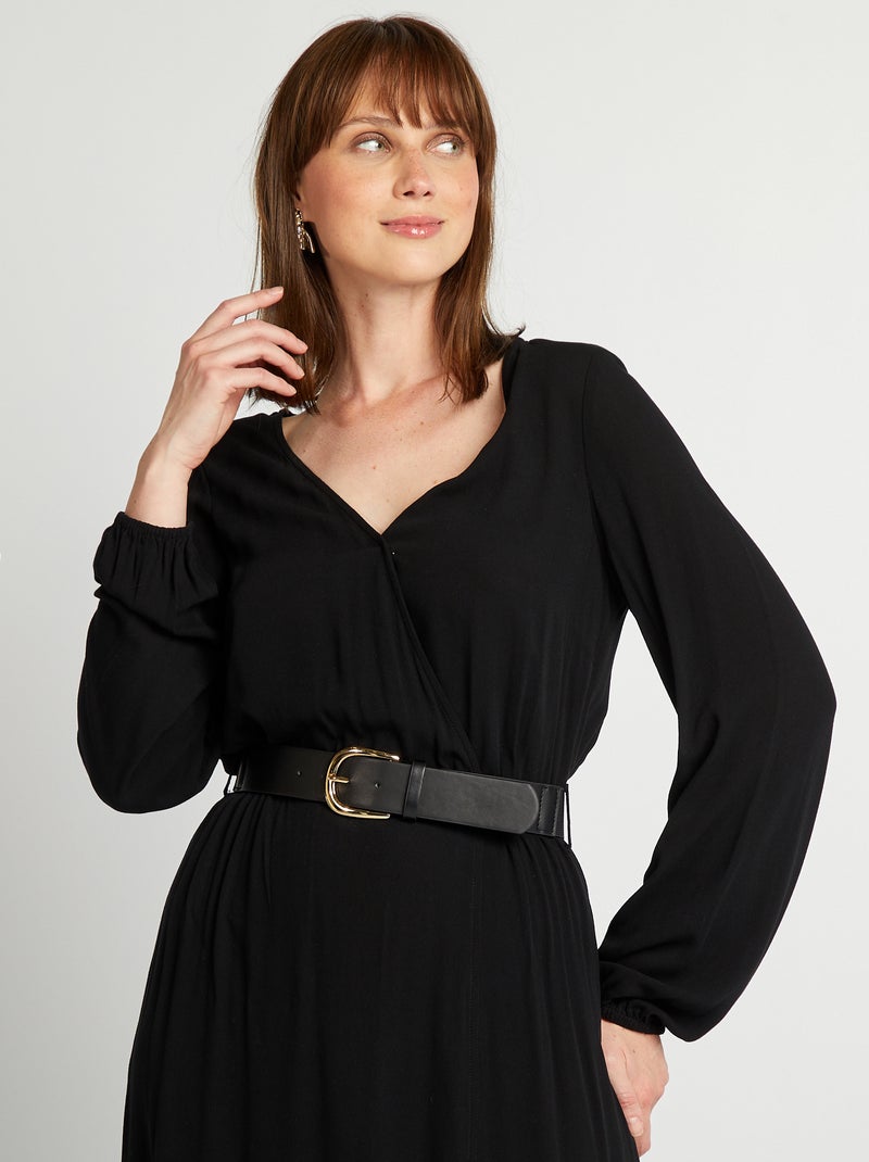 Vestito lungo con cintura nero Kiabi