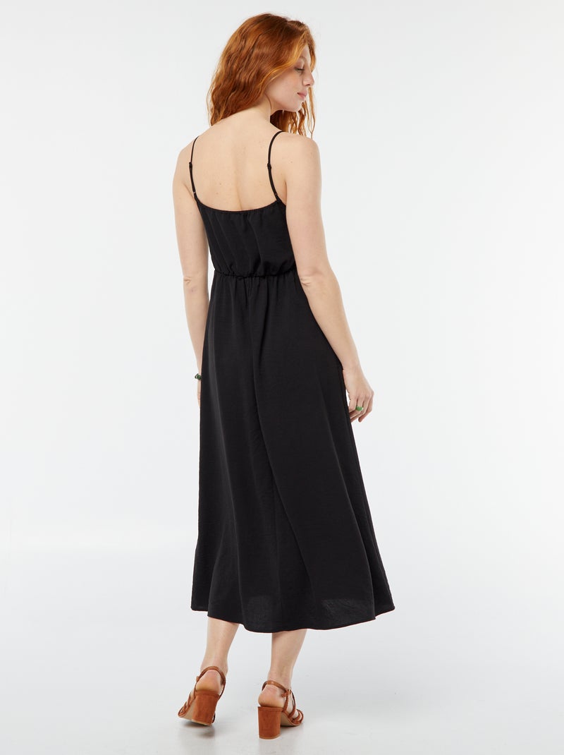 Vestito lungo con effetto nodo e drappeggio davanti nero - Kiabi