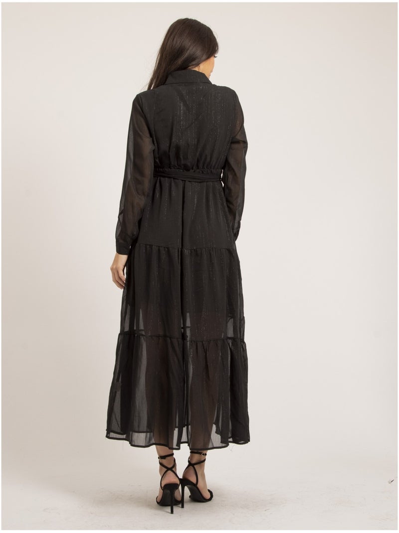 Vestito lungo con filo lurex IZIDA Nero - Kiabi
