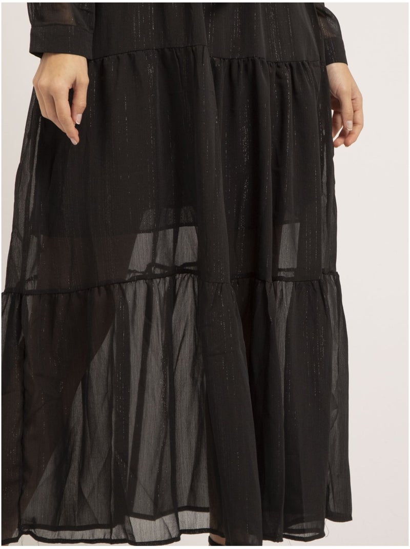 Vestito lungo con filo lurex IZIDA Nero - Kiabi