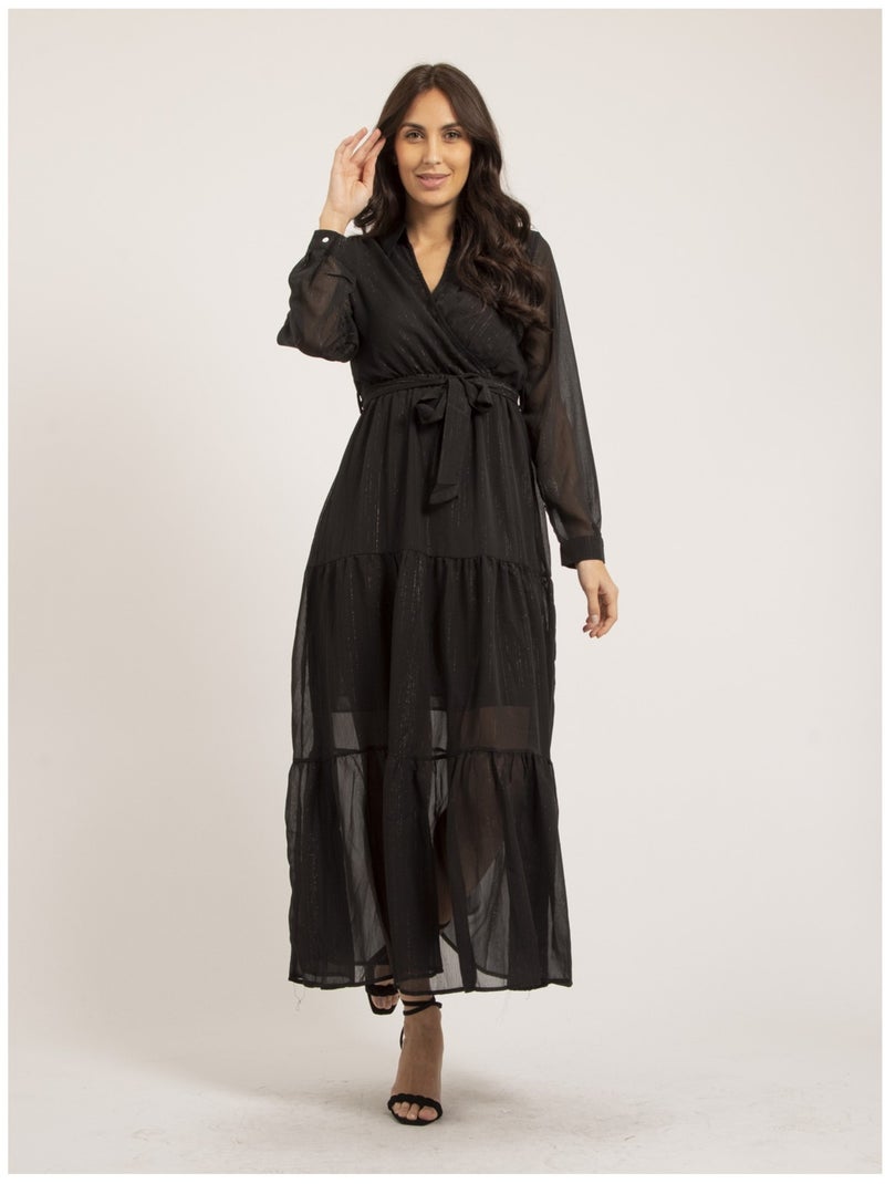 Vestito lungo con filo lurex IZIDA Nero - Kiabi