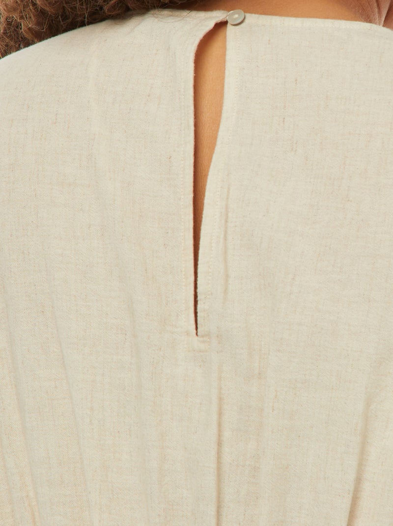 Vestito lungo con maniche corte e balze sul fondo Beige - Kiabi