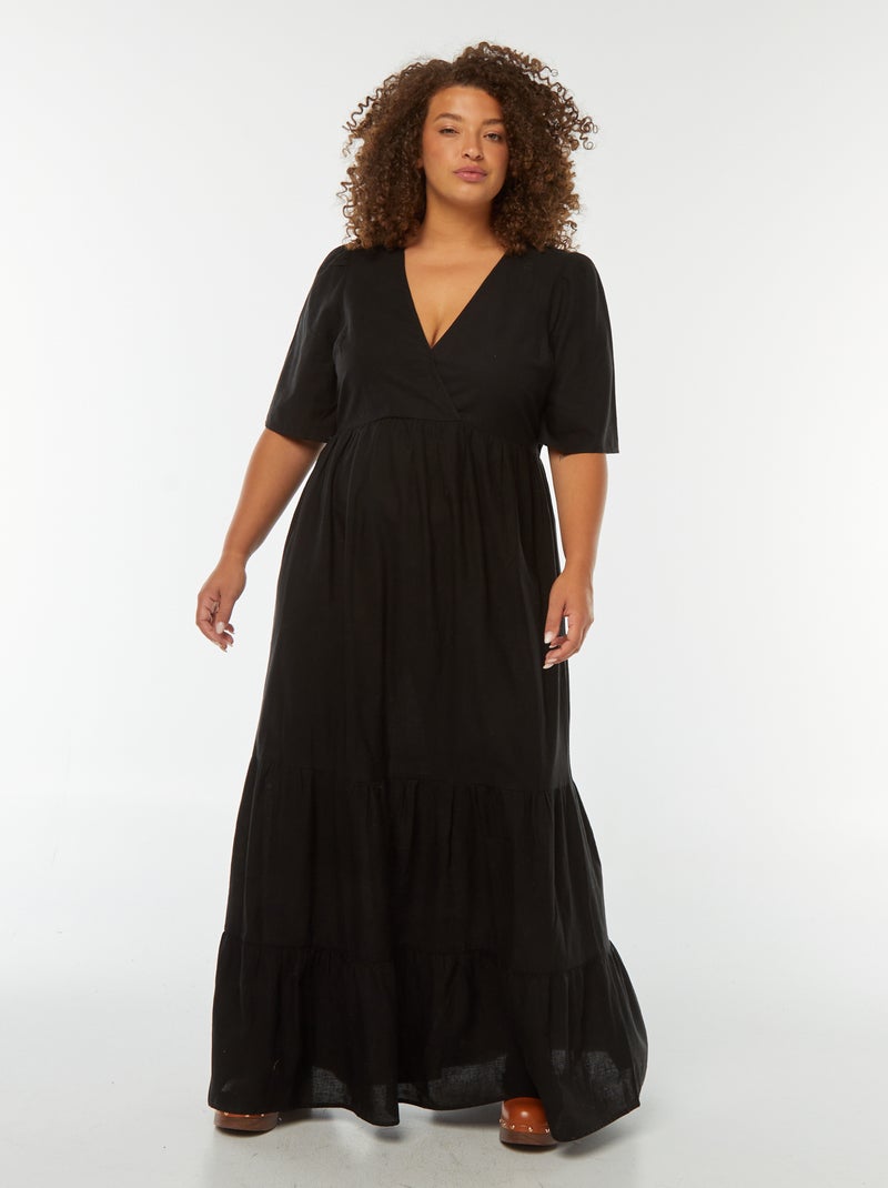 Maglietta da donna con scollo a V, taglie forti, estiva, a maniche corte, casual, tinta unita, vestibilità ampia, bianco, L