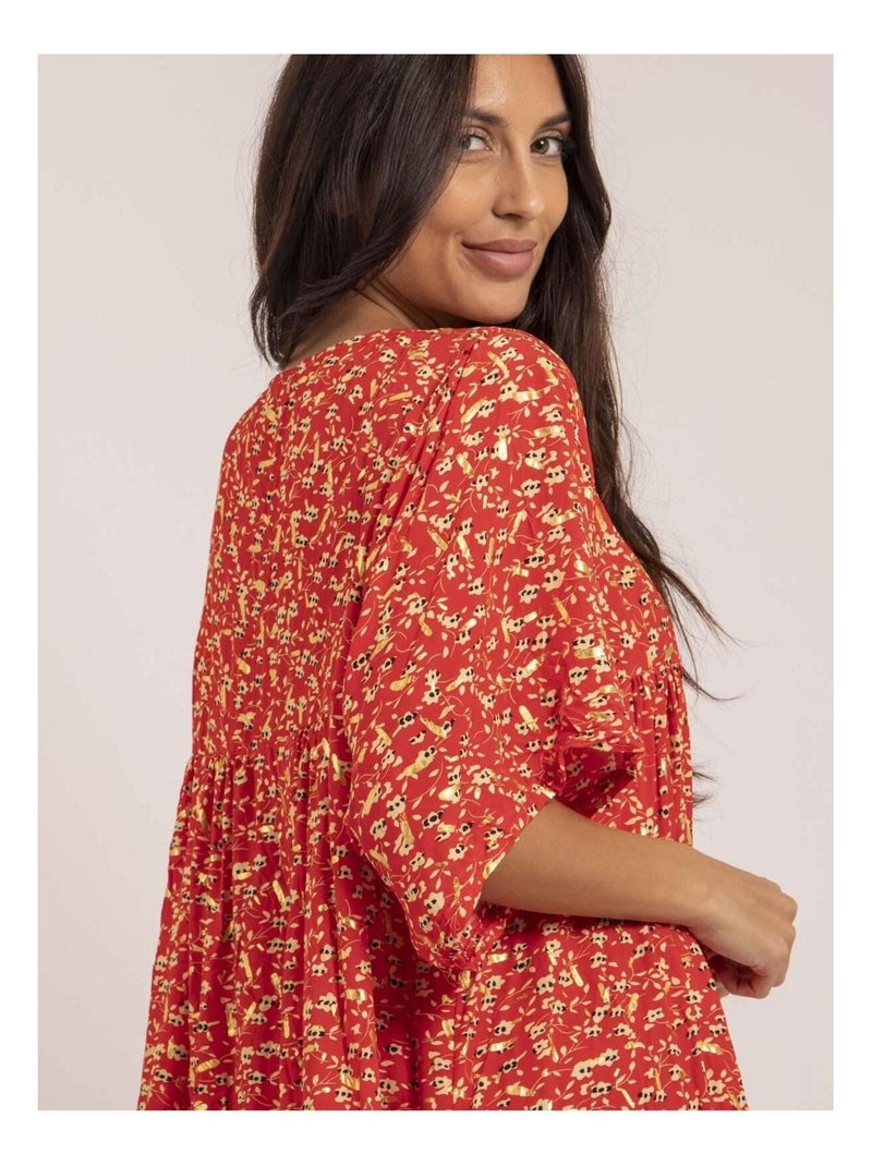 Vestito lungo con motivi IVRY Rosso - Kiabi
