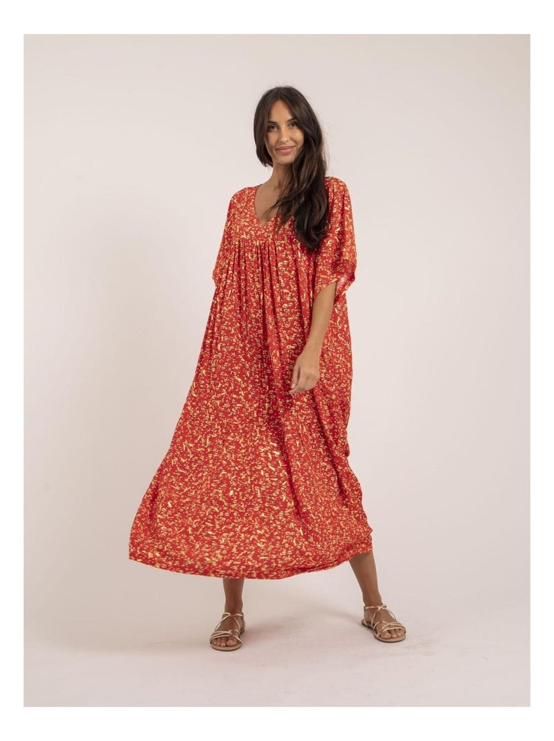 Vestito lungo con motivi IVRY Rosso - Kiabi