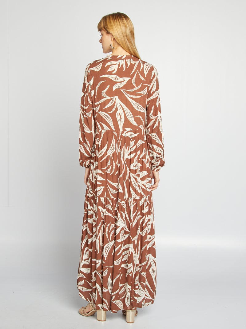 Vestito lungo con motivo e collo serafino MARRONE - Kiabi