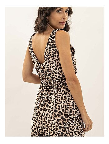 Vestito lungo con motivo leopardato ISSIMA