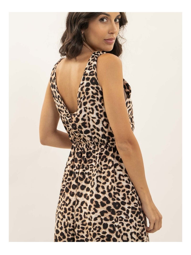 Vestito lungo con motivo leopardato ISSIMA Marrone - Kiabi