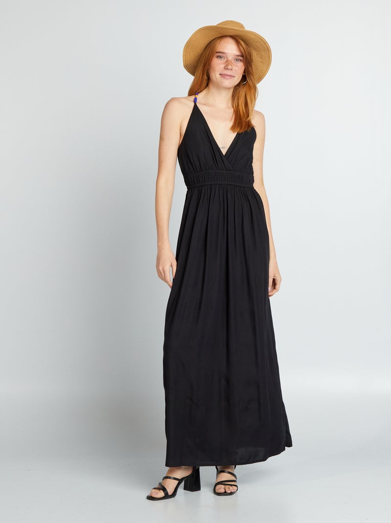 Vestito lungo con perle nero - Kiabi