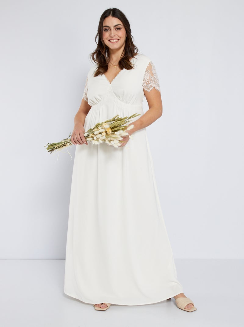 Vestito lungo con pizzo Bianco - Kiabi