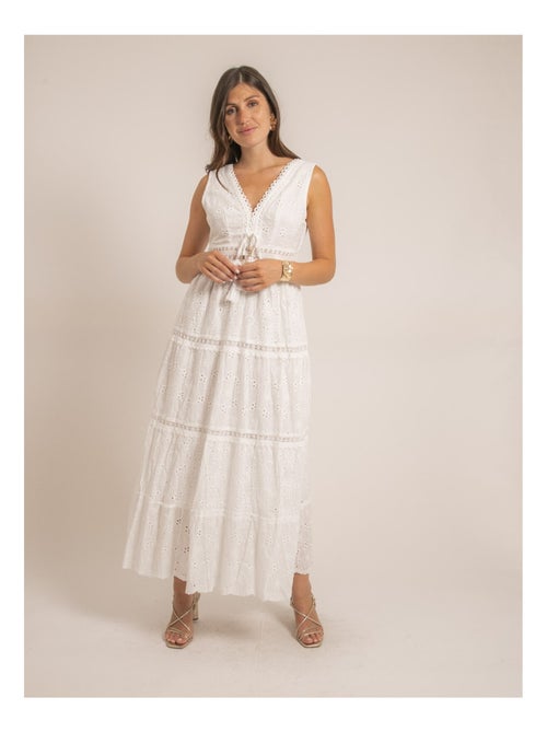 Vestito lungo con ricami inglesi IPANE - Kiabi
