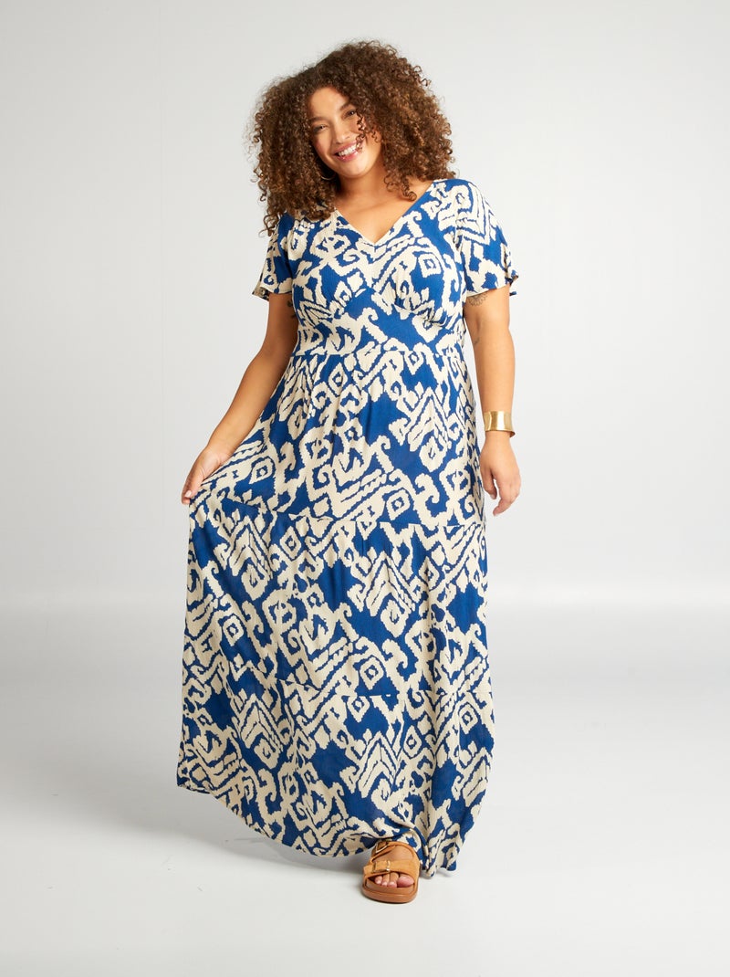 Vestito lungo con scollo a V BLU - Kiabi