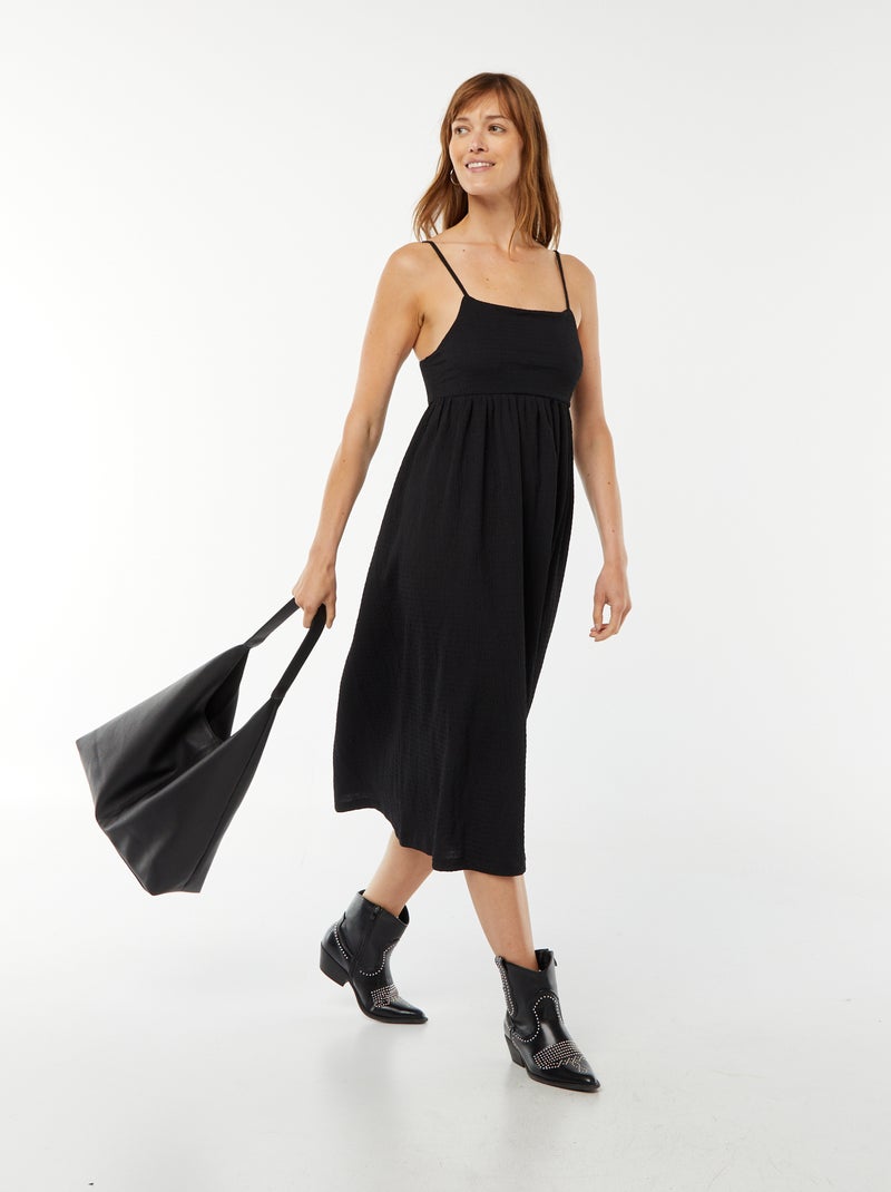 Vestito lungo con spalline aperto sulla schiena nero - Kiabi