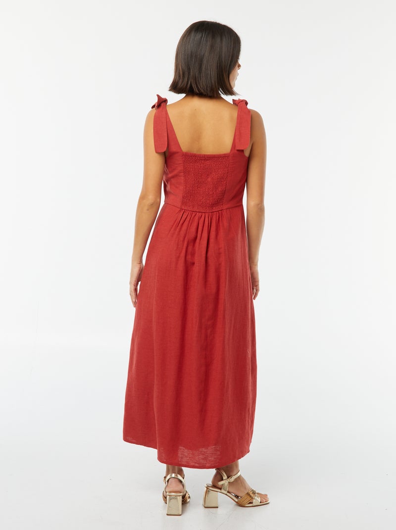 Abito Lungo Midi In Lino Alemais Fantasia Floreale Scollo Quadrato Donna