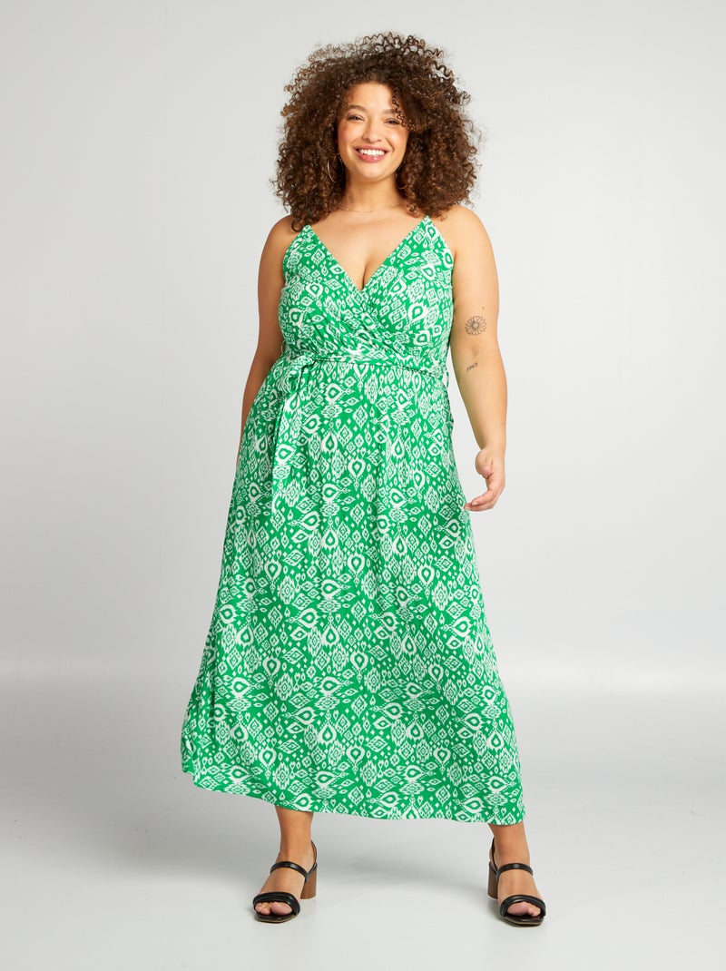 Vestito lungo con spalline incrociate VERDE - Kiabi