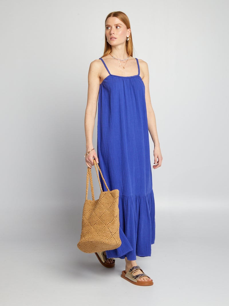Vestito lungo con spalline intrecciate BLU - Kiabi