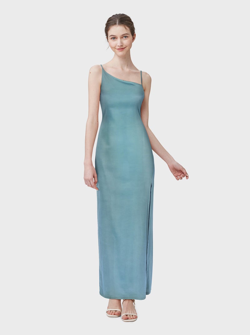 Vestito lungo con spalline sottili BLU - Kiabi
