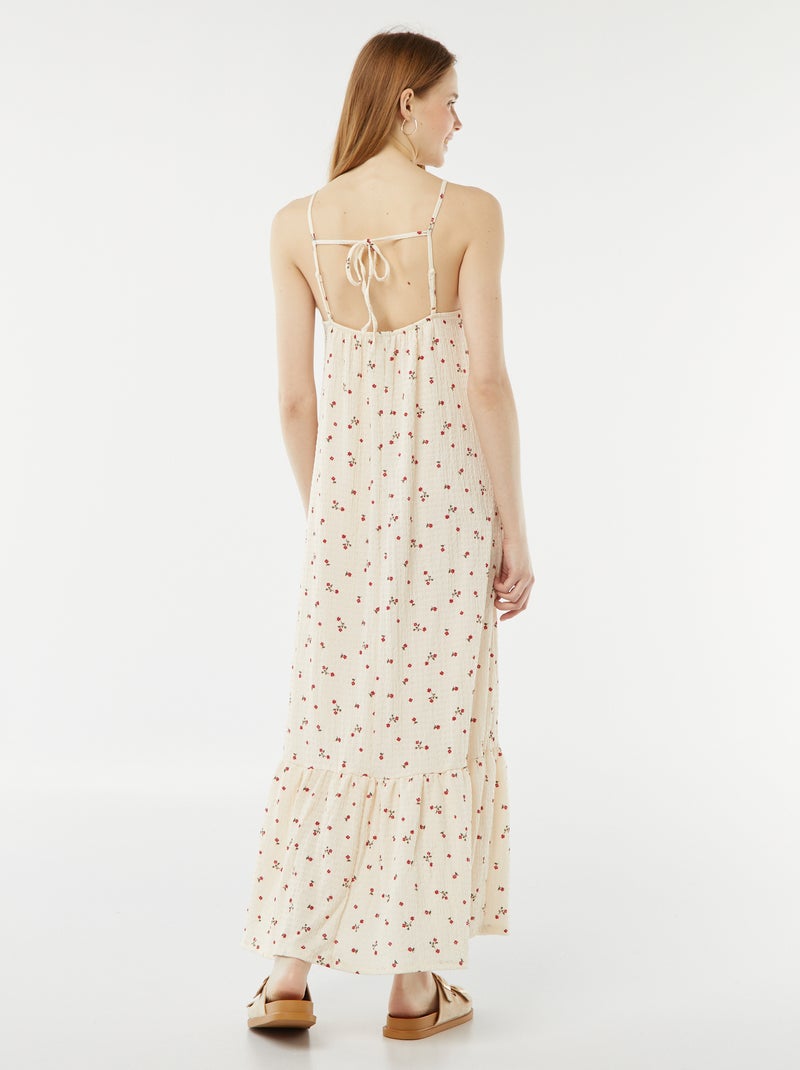 Vestito lungo con spalline sottili in tessuto goffrato BEIGE - Kiabi