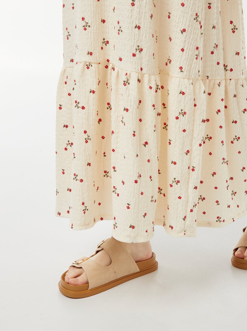 Vestito lungo con spalline sottili in tessuto goffrato BEIGE - Kiabi