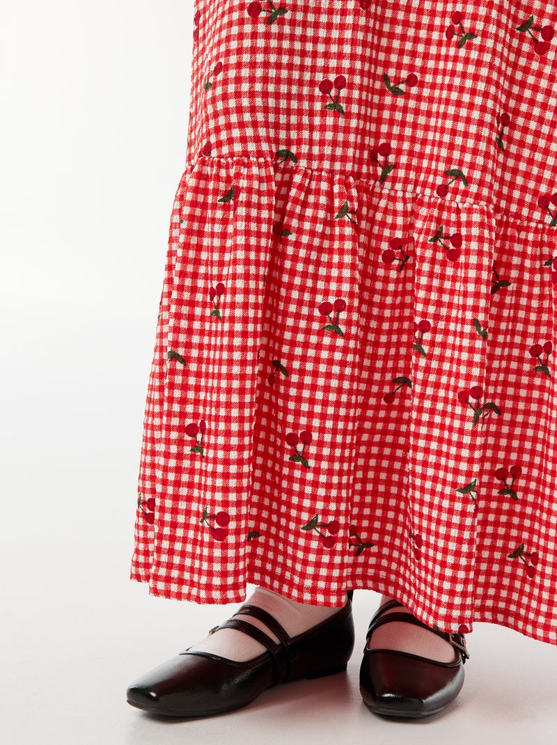 Vestito lungo con spalline sottili in tessuto goffrato ROSSO - Kiabi