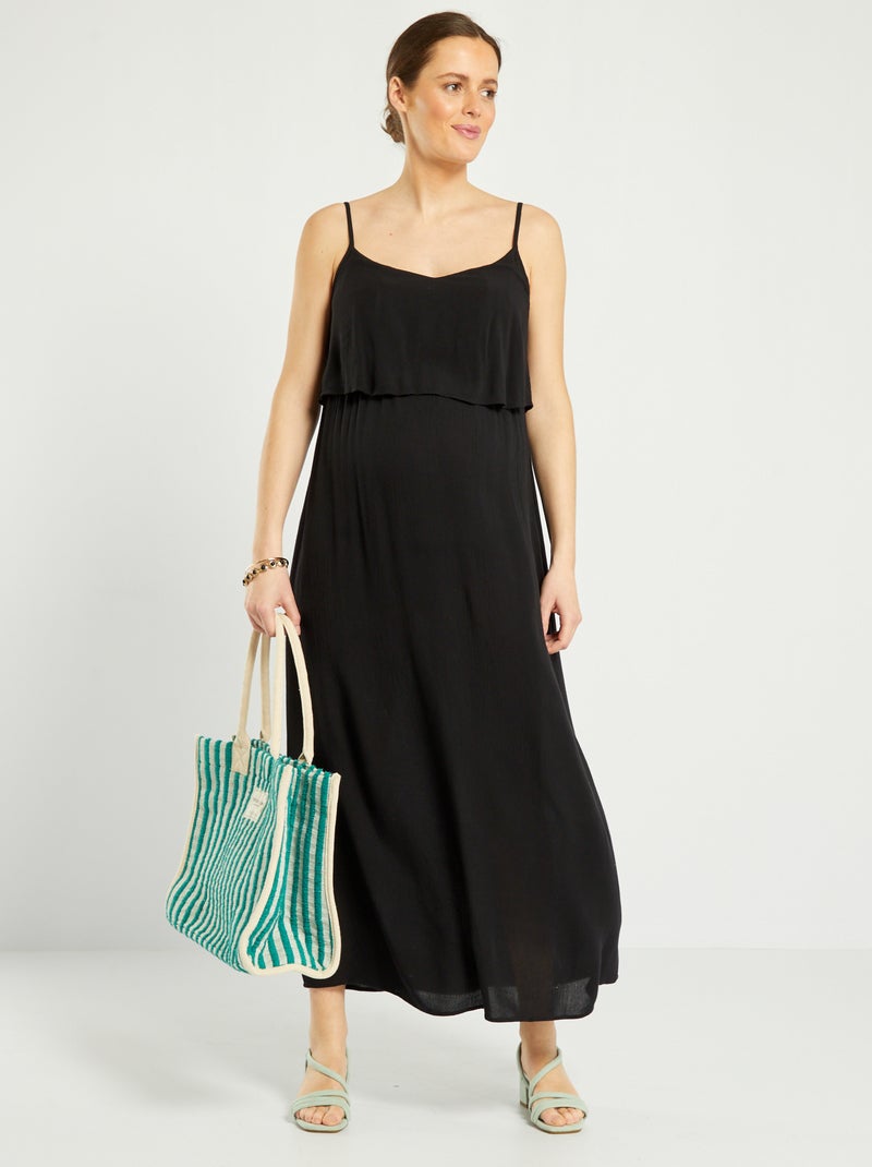 Vestito lungo con spalline sottili per l'allattamento Nero - Kiabi