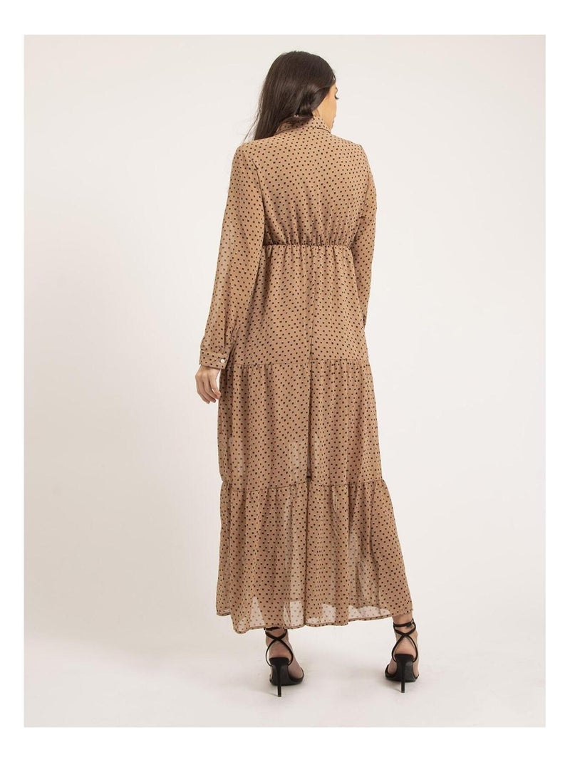 Vestito lungo con stampa IDYANA Beige - Kiabi