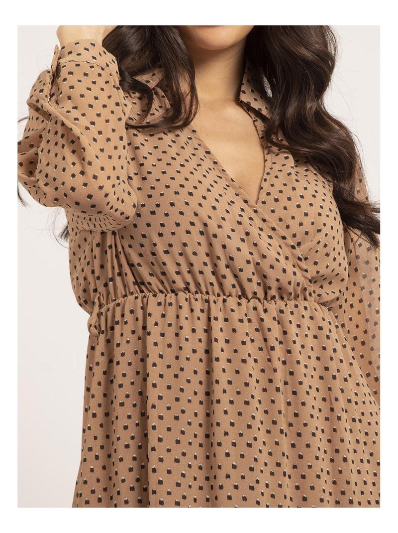 Vestito lungo con stampa IDYANA Beige - Kiabi