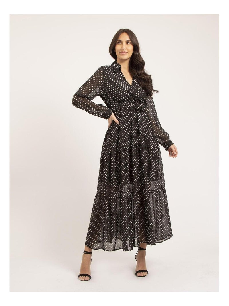 Vestito lungo con stampa IDYANA Nero - Kiabi