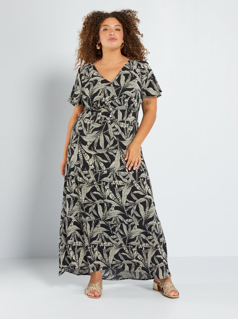 Vestito lungo con stampa NERO - Kiabi