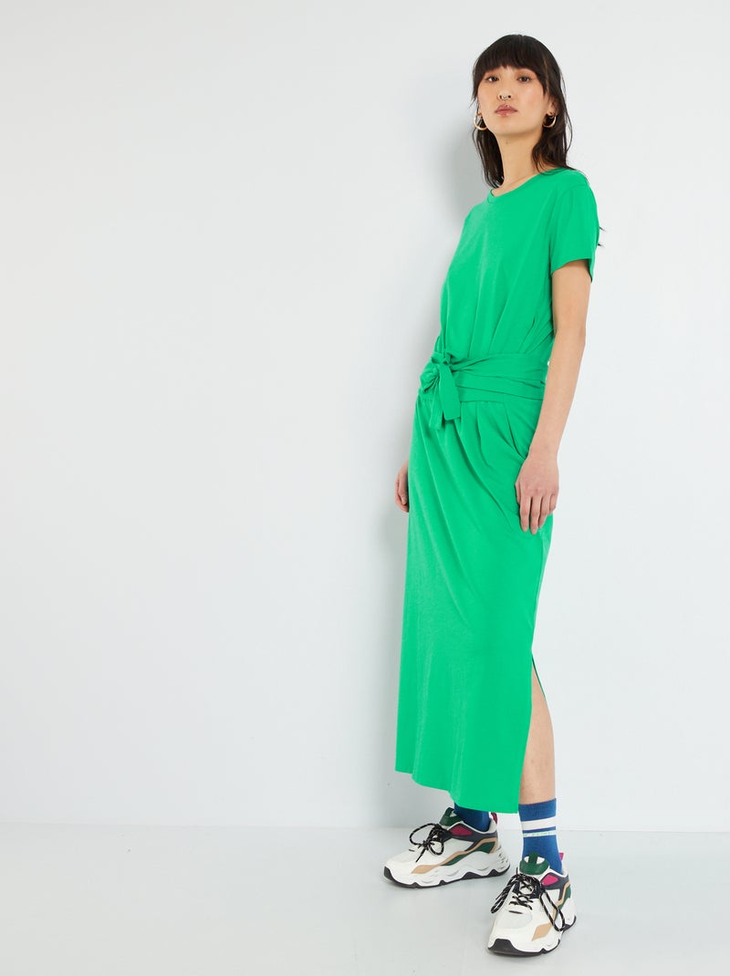 Vestito lungo da annodare in vita Verde - Kiabi