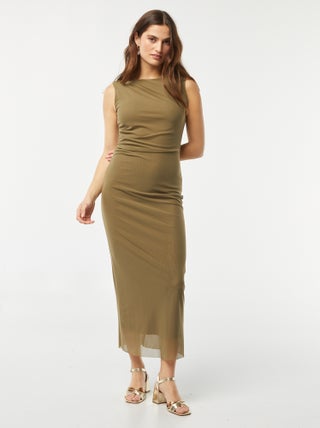 Vestito lungo drappeggiato in mesh