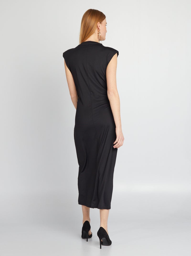 Vestito lungo drappeggiato sul davanti nero - Kiabi