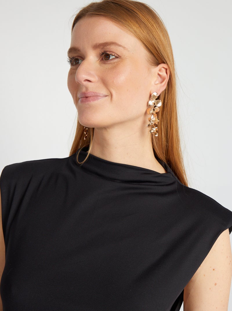 Vestito lungo drappeggiato sul davanti nero - Kiabi