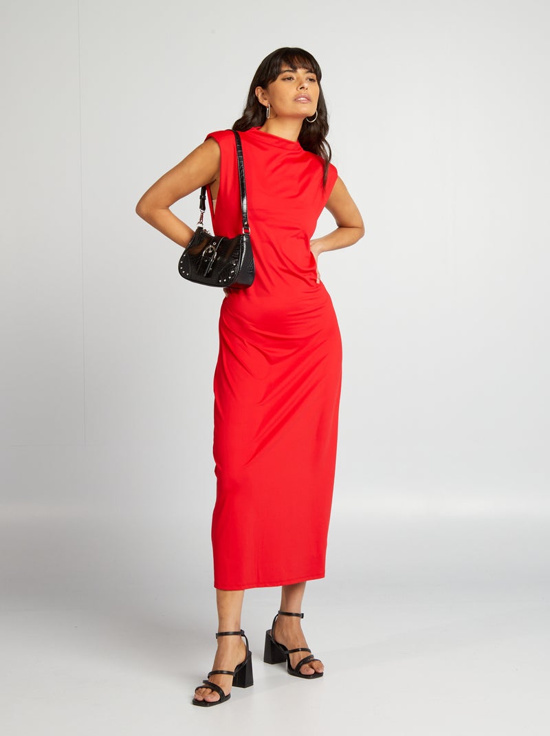 Vestito lungo drappeggiato sul davanti rosso - Kiabi