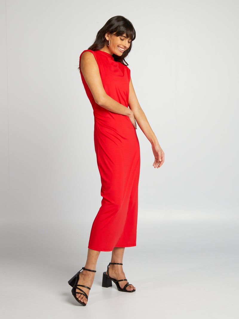 Vestito lungo drappeggiato sul davanti rosso - Kiabi