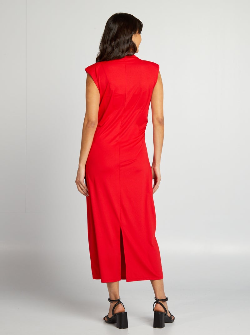 Vestito lungo drappeggiato sul davanti rosso - Kiabi