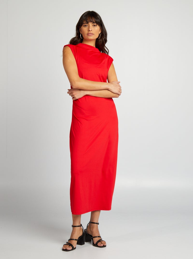 Vestito lungo drappeggiato sul davanti rosso - Kiabi