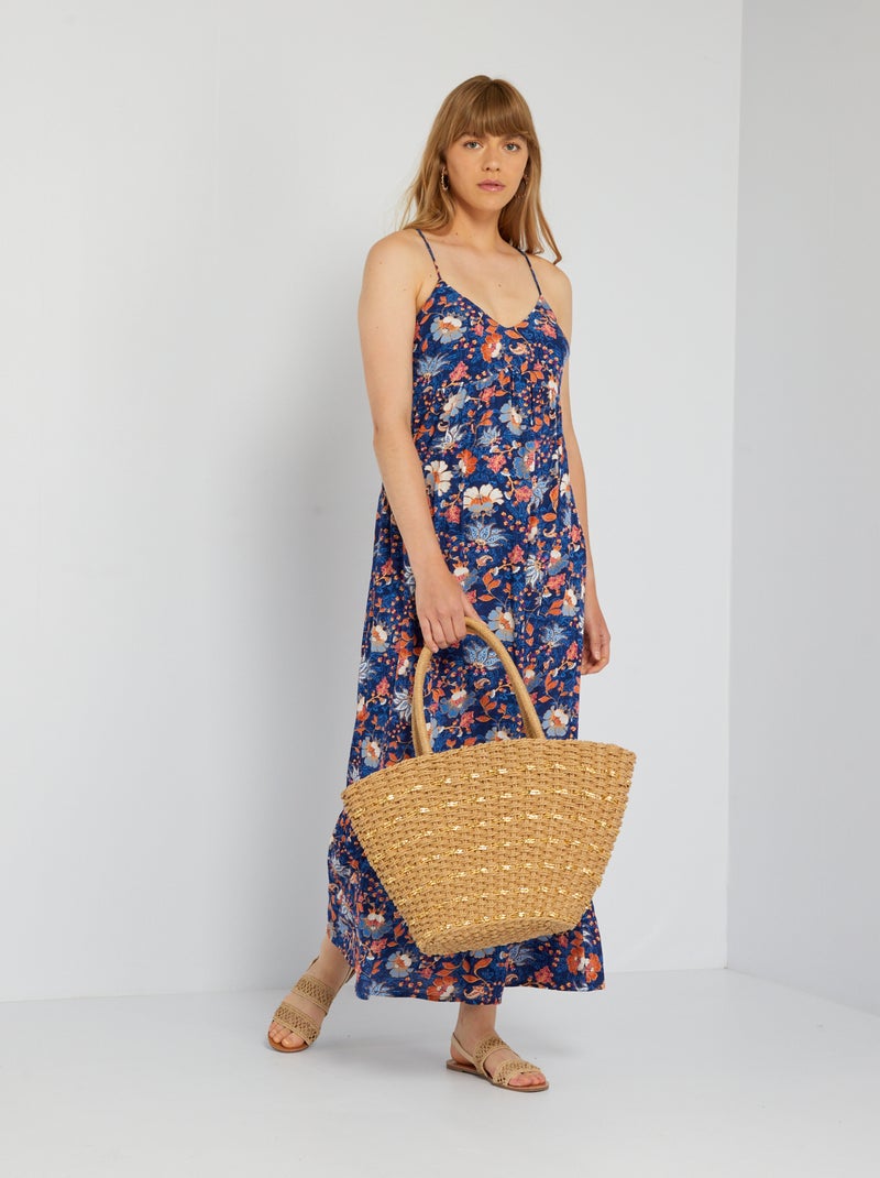 Vestito lungo finitura a balze BLU - Kiabi