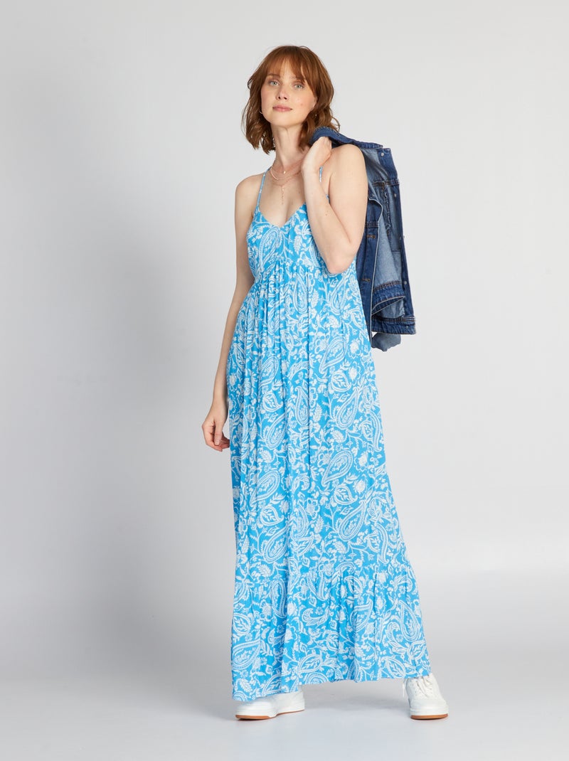 Vestito lungo finitura a balze BLU - Kiabi