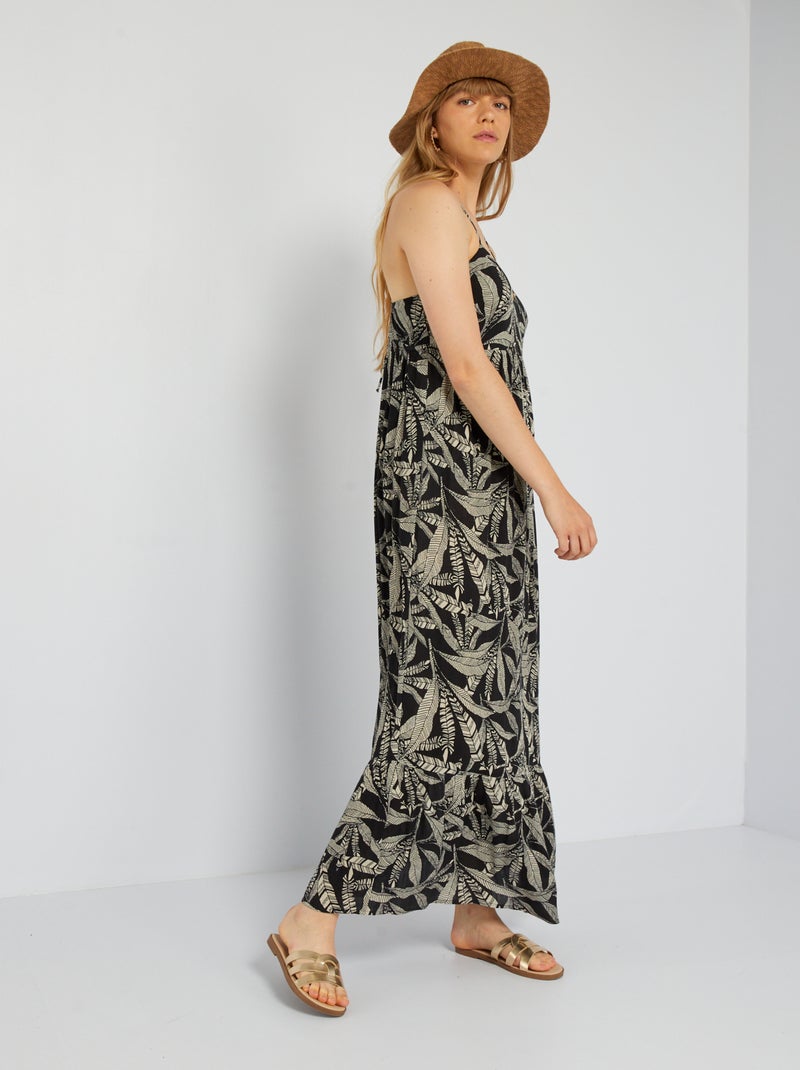 Vestito lungo finitura a balze NERO - Kiabi