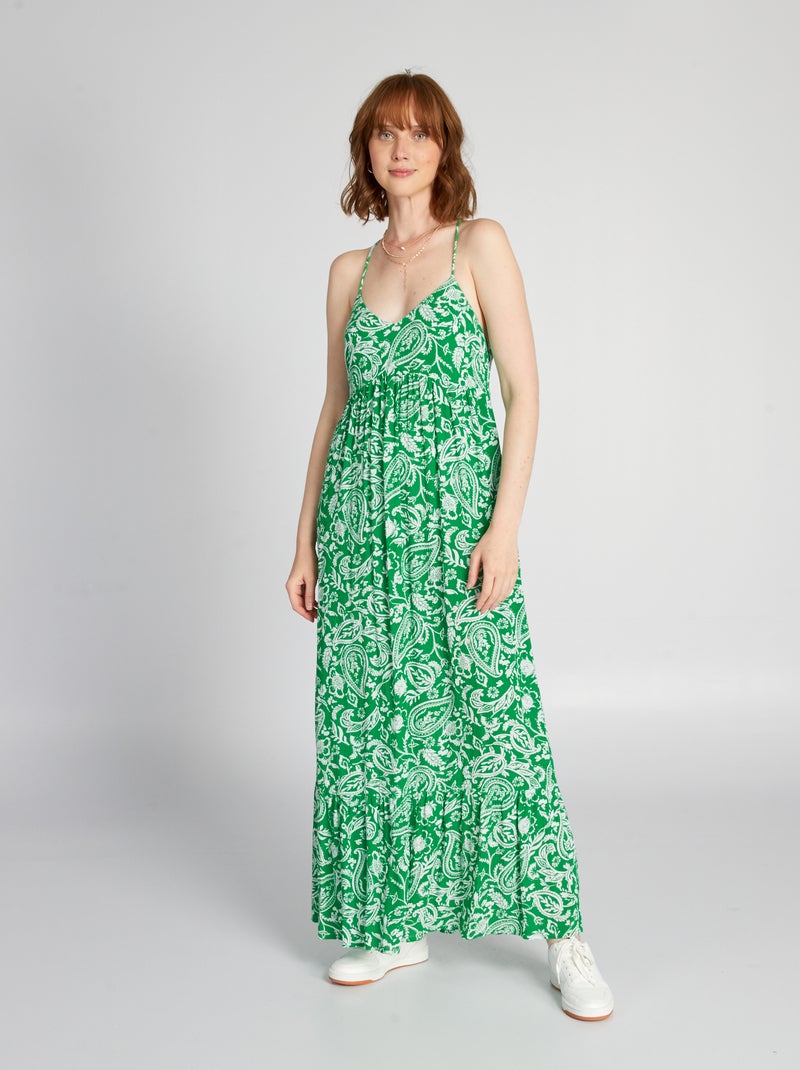 Vestito lungo finitura a balze VERDE - Kiabi