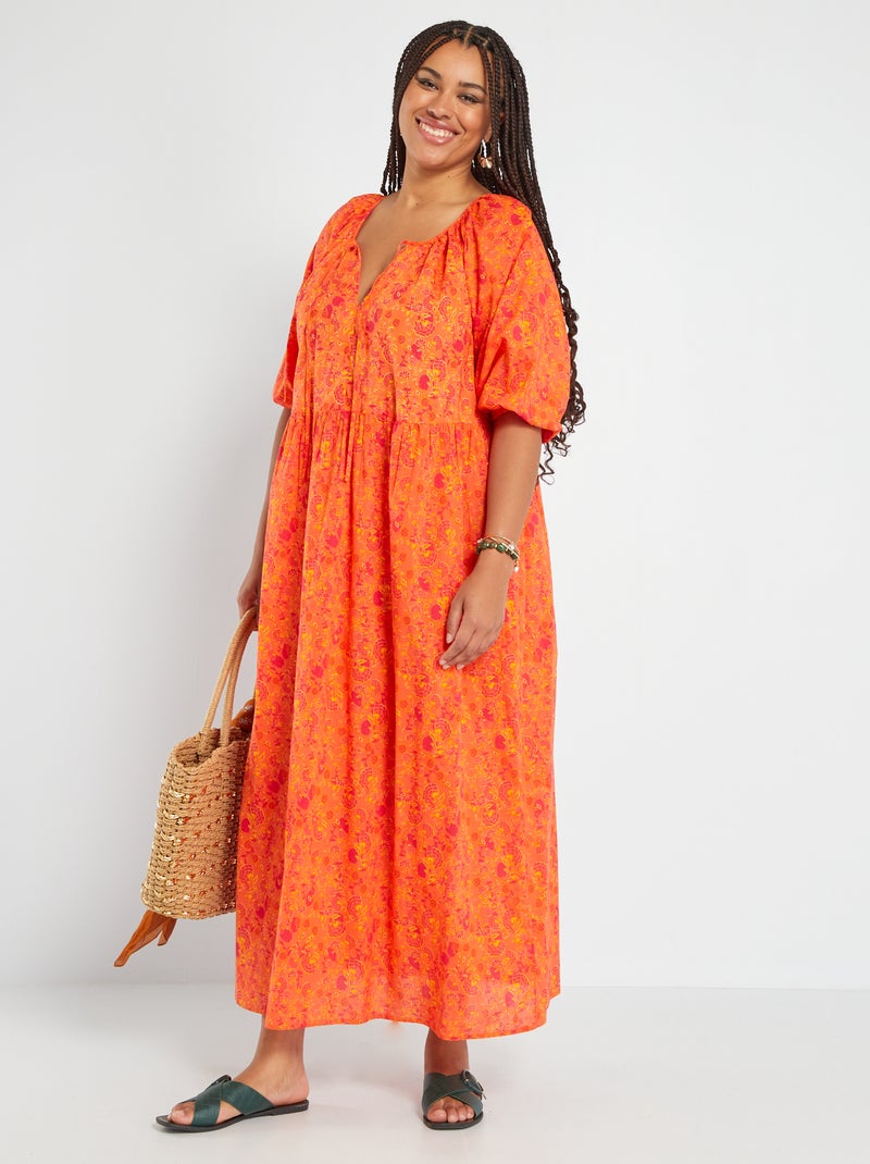 Vestito lungo 'fiorito' ARANCIONE - Kiabi