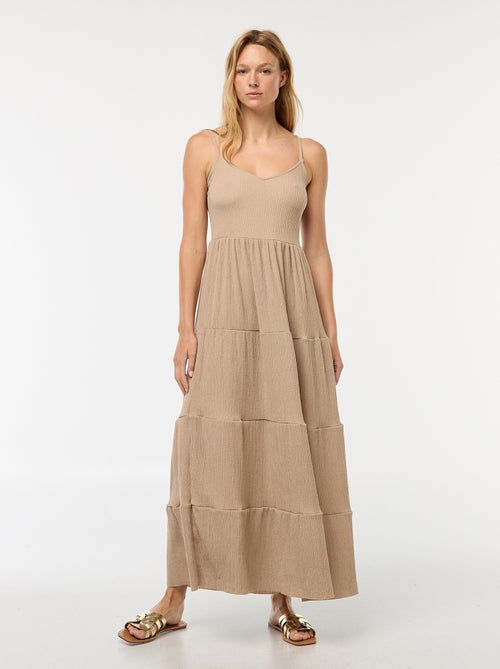 Vestito lungo goffrato con balze - Kiabi