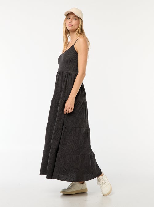 Vestito lungo goffrato con balze - Kiabi