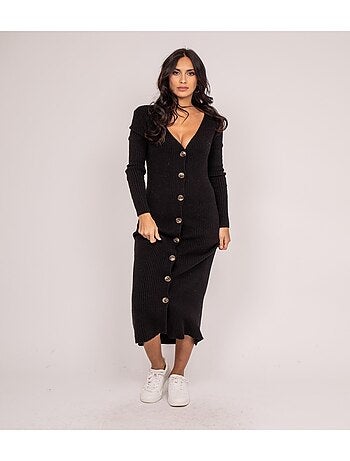 Vestito lungo in maglia a coste IVERNY