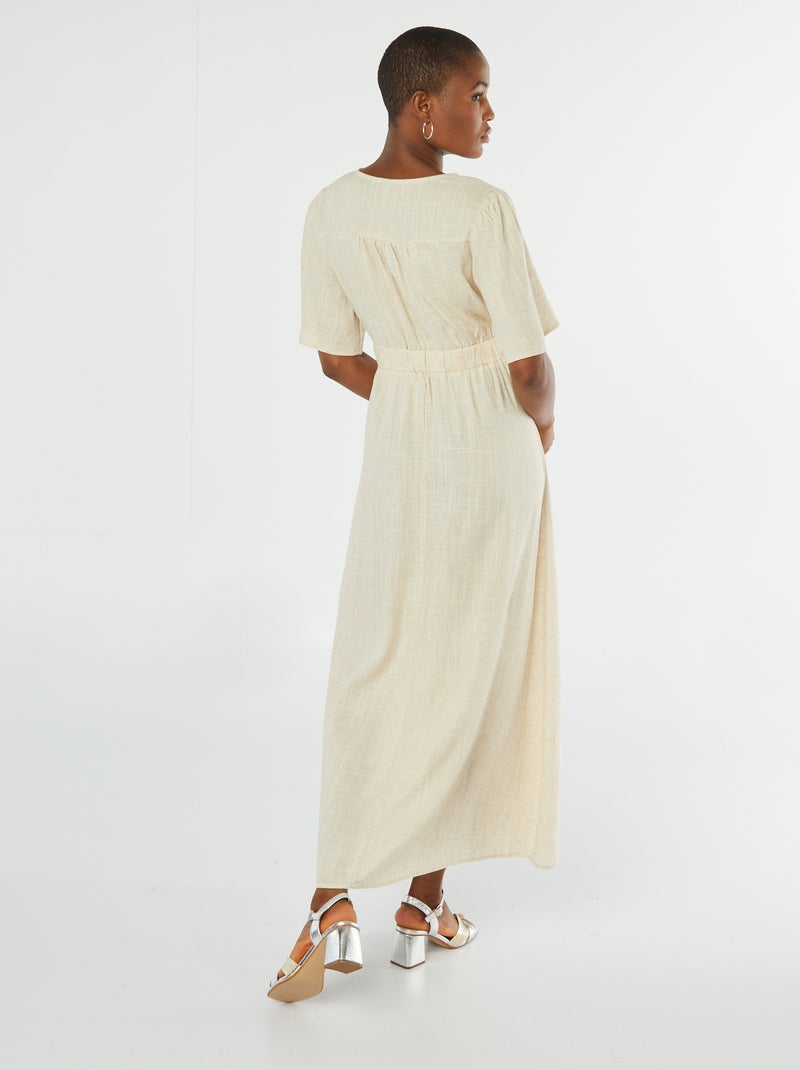 Vestito lungo in misto lino BEIGE - Kiabi