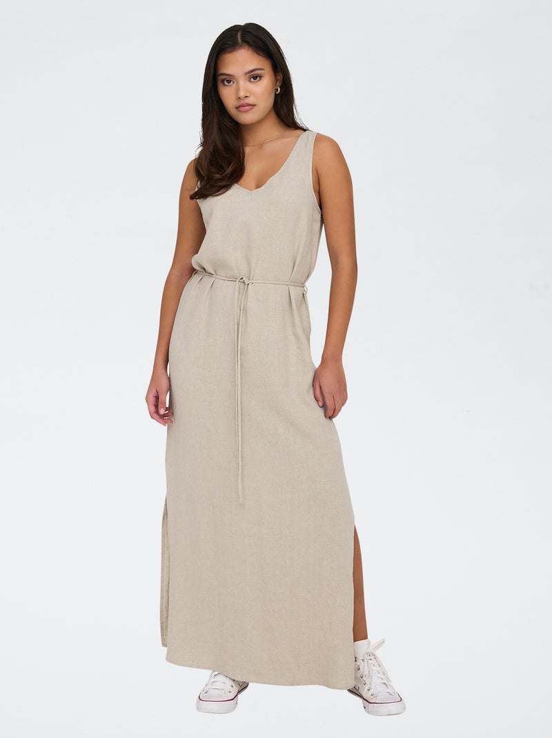 Vestito lungo in misto lino 'JDY' BEIGE - Kiabi
