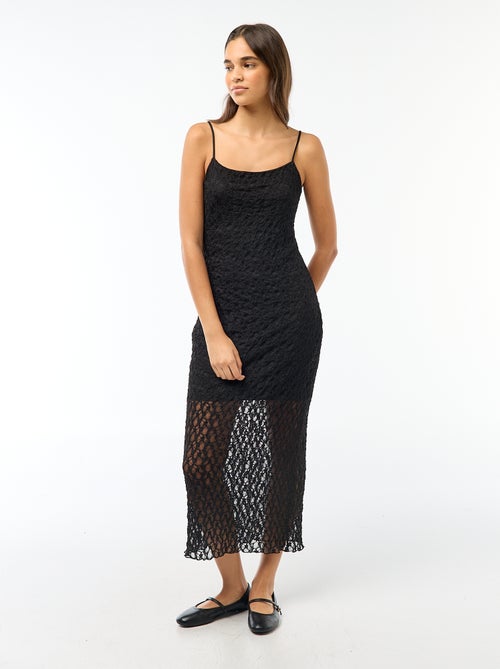 Vestito lungo in pizzo con spalline sottili - Kiabi