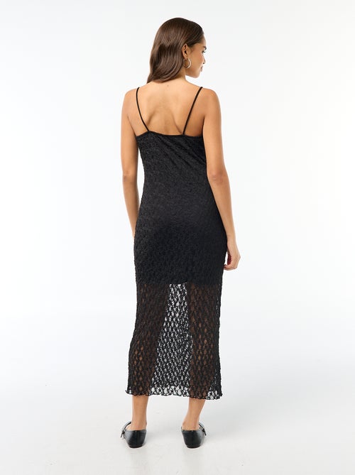 Vestito lungo in pizzo con spalline sottili - Kiabi